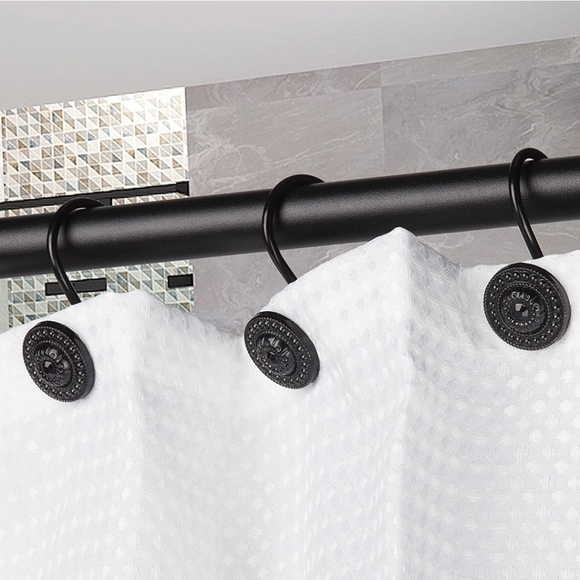 Black Shower Curtain Hooks - Picture 2 of 4